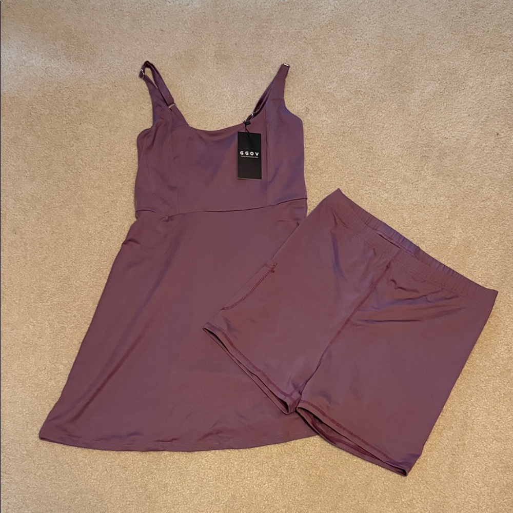 GGOV Women's Purple Tennis or Golf Workout Dress w/ Shorts and Pockets